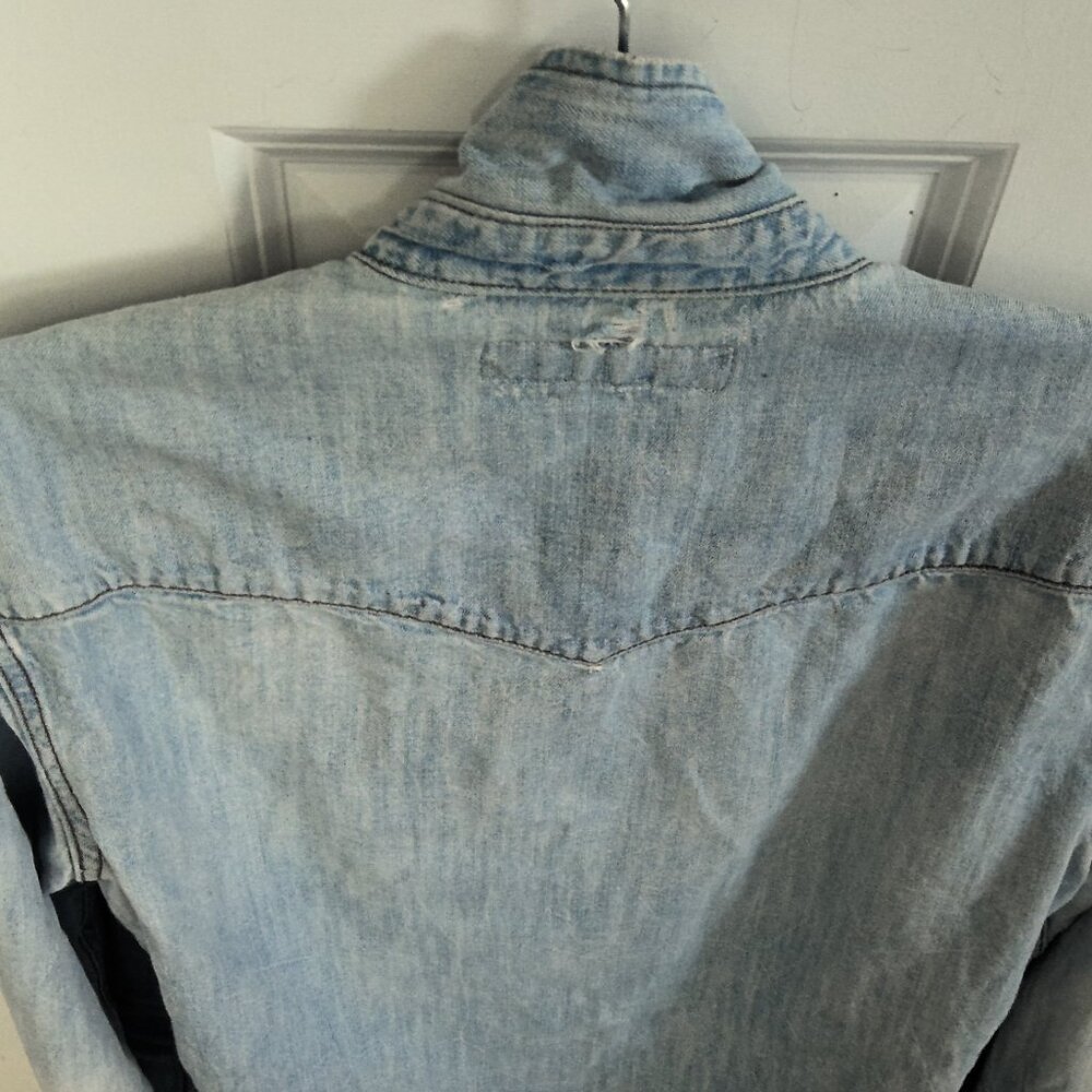 Men's Distressed All Saints Denim Shirt sz Small - Picture 3 of 5